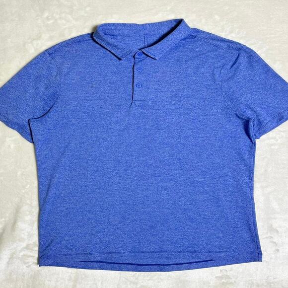 Lululemon Evolution Short Sleeve Polo Men's M Heathered Blue Performance Stretch - Picture 1 of 7